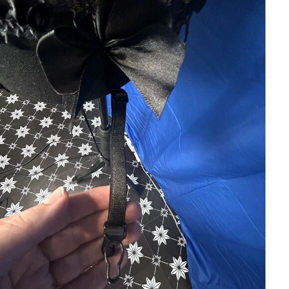 Womens Sz L Lace Corset Bow Ren Faire Valentines Lingerie Sexy Ruffle Boudoir - Picture 12 of 14